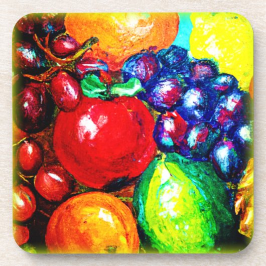 ブドウ、ライム、オレンジ、アップルフルーツ。買今 コースター (正面)