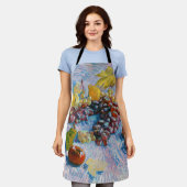 ブドウ、レモン、梨、リンゴ、ヴァン・ゴッホ エプロン (着用した状態)