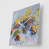 ブドウ、レモン、梨、リンゴ、ヴァン・ゴッホ スクエア壁時計 (傾斜)