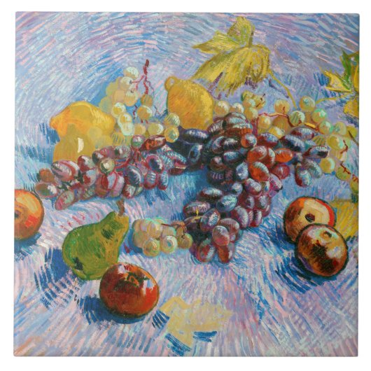 ブドウ、レモン、梨、リンゴ、ヴァン・ゴッホ タイル (正面)