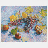 ブドウ、レモン、梨、リンゴ、ヴァン・ゴッホ フリースブランケット (正面(横))