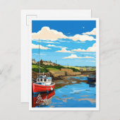 ブドコーンウォールイングランドアートワークトラベルイラストレーション ポストカード (正面/裏面)