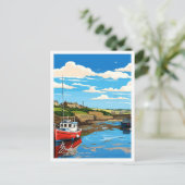 ブドコーンウォールイングランドアートワークトラベルイラストレーション ポストカード (スタンド正面)