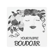 ブドワールサインメタルウォールアート、8インチx 8インチ