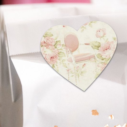 ブドワールフランスのヴィンテージピンクフローラシャンデリア ハートシール