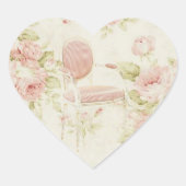 ブドワールフランスのヴィンテージピンクフローラシャンデリア ハートシール (正面)