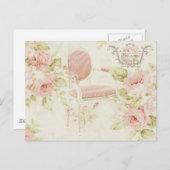 ブドワールフランスのヴィンテージピンクフローラシャンデリア ポストカード (正面/裏面)