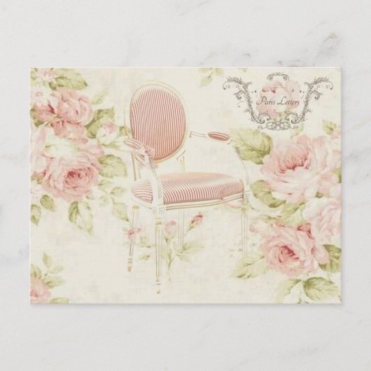 ブドワールフランスのヴィンテージピンクフローラシャンデリア ポストカード (正面)