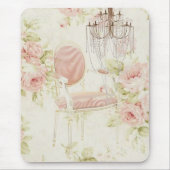 ブドワールフランスのヴィンテージピンクフローラシャンデリア マウスパッド (正面)