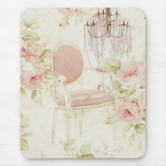 ブドワールフランスのヴィンテージピンクフローラシャンデリア マウスパッド (正面)