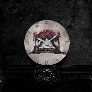 ブドワール   キャノピースカーフオールドビクトランポスターベッド ラウンド壁時計