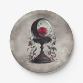 ブドワール | クリスタルボールクレセントムーンレッドローズ ペーパープレート (正面)