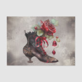 ブドワール | ビクトリアンアンティークレッドローズドレスブーティ 薄葉紙 (正面)