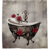 ブドワール | 浴槽旧アンティーク金ゴールド足浴槽 シャワーカーテン (正面)