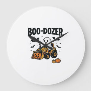 ブドーザーハロウィンゴーストブルドーザーデザイン_1 ラージ壁時計