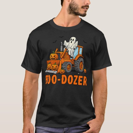 ブドーザーハロウィーン建築幽霊パンプキン Tシャツ (正面)