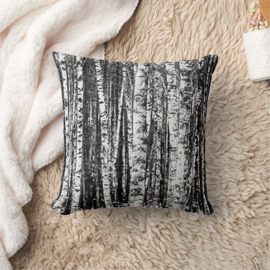 ブナの木,木炭グレー/グレーと白 クッション (ブランケット)