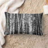 ブナの木，白と木炭グレー ランバークッション (ブランケット)