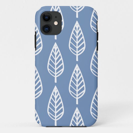 ブナの葉のパターン – スカイブルーとホワイト Case-Mate iPhoneケース (裏面)