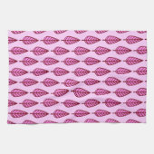 ブナの葉のパターン – ピンクとブルゴーニュ キッチンタオル (横)