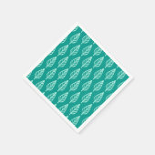 ブナの葉のパターン – 孔雀とアクア スタンダードカクテルナプキン (角)