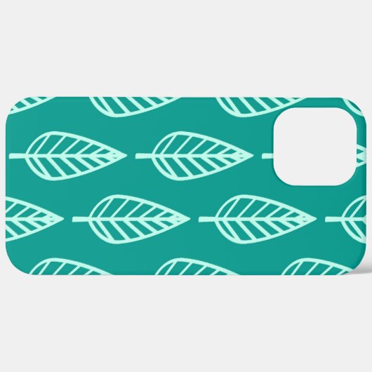 ブナの葉のパターン – 孔雀とアクア Case-Mate iPhoneケース (裏面 / 右)