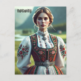 ブナドの装伝統的装のノルウェー人女性 ポストカード