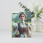 ブナドの装伝統的装のノルウェー人女性 ポストカード (スタンド正面)