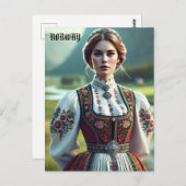 ブナドの装伝統的装のノルウェー人女性 ポストカード (正面/裏面)