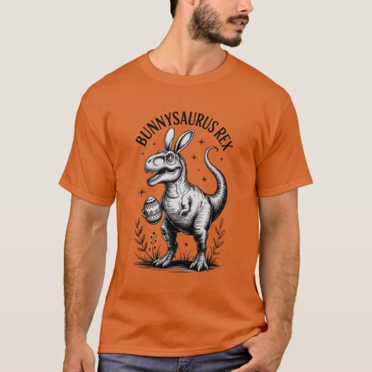 ブニザウルス イースター メンズTシャツ ディノ バニー ユーモア Tシャツ (正面)