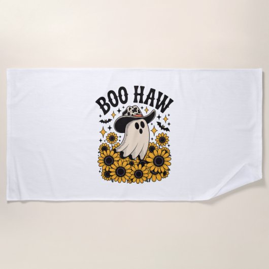 ブハウカウー幽霊ウエスタンハロウィーン ビーチタオル (正面)