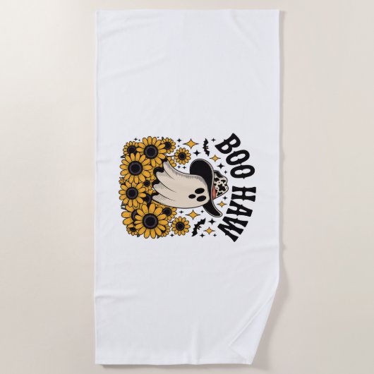 ブハウカウー幽霊ウエスタンハロウィーン ビーチタオル (正面)