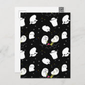 ブハロウィンおもしろい幽霊アドベンチャートレジャー狩り シーズンポストカード (正面/裏面)