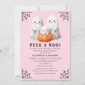 ブハロウィンカップルの女の子の赤ちゃんシャワーを覗く 招待状 (正面)