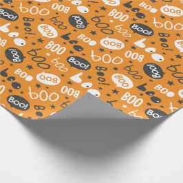 ブハロウィーンのオレンジ色のハンドレット ラッピングペーパー