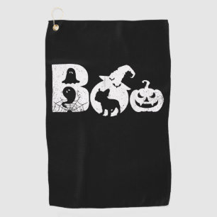 ブハロウィーンの衣装ブルドッグパンプキン&ウィッチハット ゴルフタオル