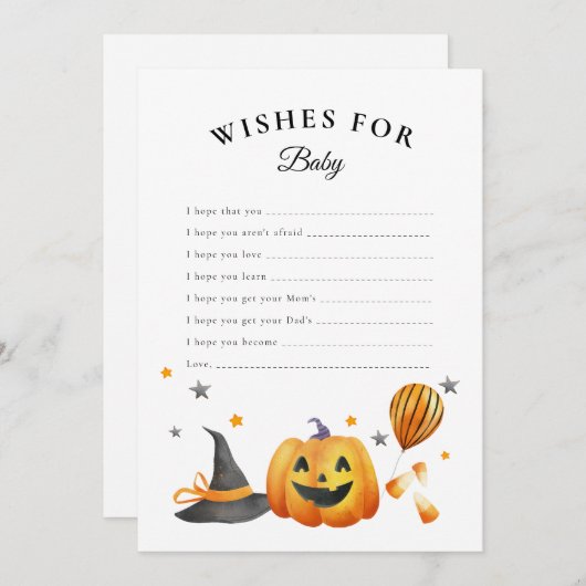 ブハロウィーンの赤ちゃんシャワーのベビーカード 招待状 (正面/裏面)