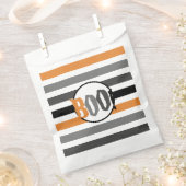 ブハロウィーンオレンジブラックストライプの不気味フォント フェイバーバッグ (クリップ留めされた状態)