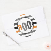 ブハロウィーンオレンジブラックストライプの不気味フォント ラウンドシール (封筒)