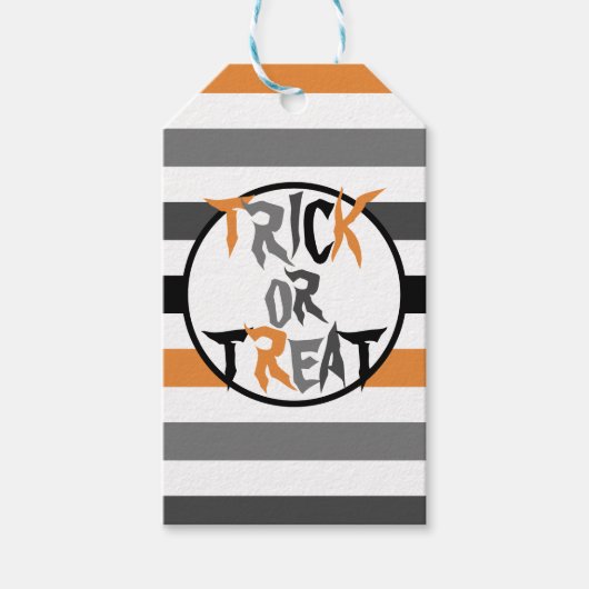 ブハロウィーンオレンジブラックトリックまたは治療 ギフトタグ (正面)