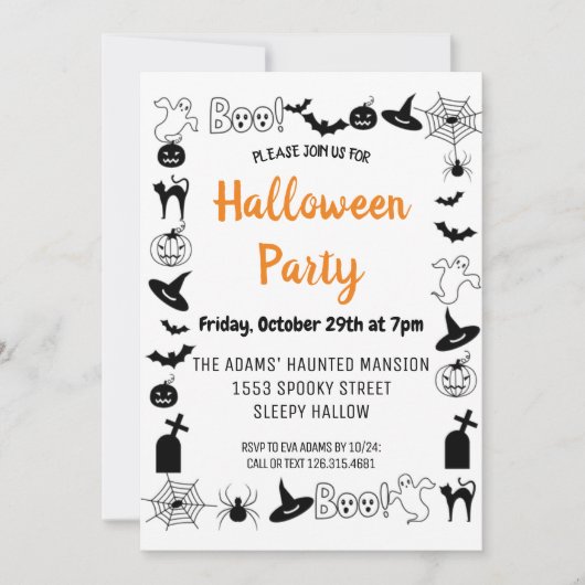 ブハロウィーンスポオクタキュラパーティの招待状 招待状 (正面)