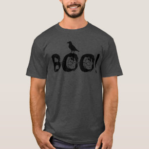ブハロウィーンブラックタイポグラフィとブラックカラス Tシャツ