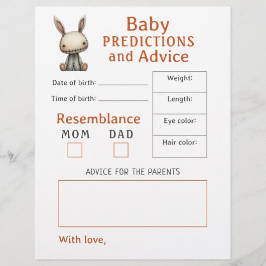 ブハロウィーンベイビーシャワーの予測とアドバイス (正面)