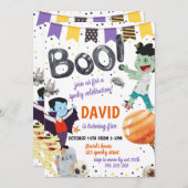 ブハロウィーン子供の誕生日パーティー不気味衣装 招待状 (正面/裏面)