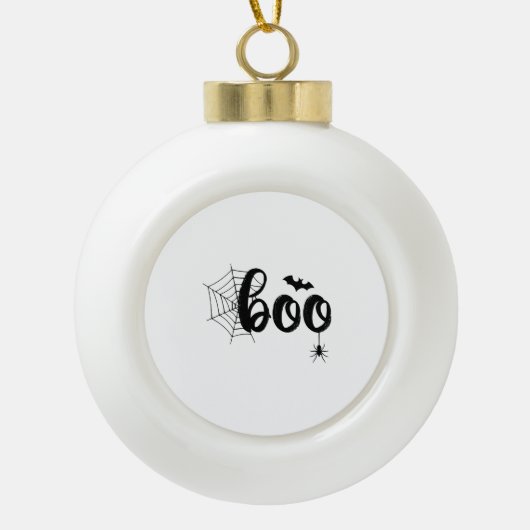 ブハロウィーン幽霊かわいいハロウィンファミリーマッチング セラミックボールオーナメント (正面)