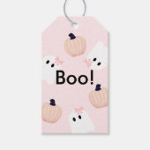 ブハロウィーン幽霊ガールガールパンプキンピンクギフトラベル ギフトタグ (正面)
