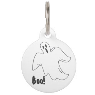 ブハロウィーン幽霊プリントトリックまたはトリートコスチューム ペット ネームタグ