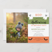 ブハロウィーン幽霊写真1st誕生日パーティー招待 招待状 (正面)