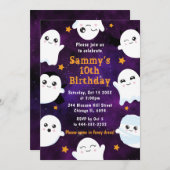 ブハロウィーン幽霊誕生日パーティー 招待状 (正面/裏面)