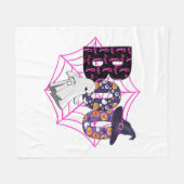 ブハロウィーン10月ピンク フリースブランケット (正面(横))